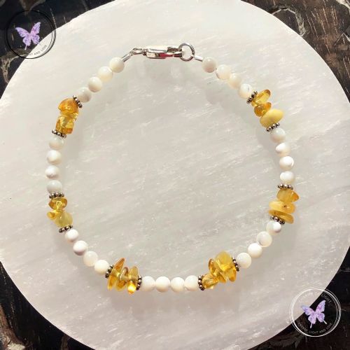 Mother Of Pearl & Amber Bracelet